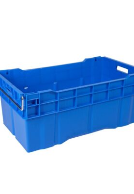 CAJA 7845 35H Caja Plastico con Asas De Acero capacidad 70 Kg Medidas : 780 x 450 x 350H mm Polietileno HDPE Apta Para Multiples Procesos En La Industria Alimentaria Apta par Temperaturas Bajo cero y Compatible con Todo Tipo De Pallets Y Tarimas De Plastico