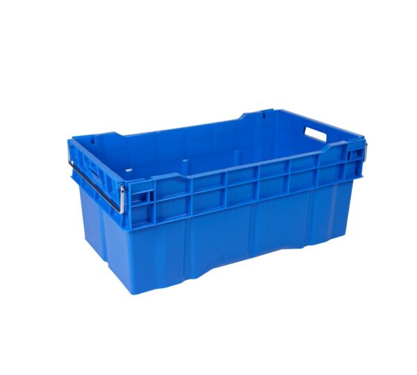 CAJA 7845 35H Caja Plastico con Asas De Acero capacidad 70 Kg Medidas : 780 x 450 x 350H mm Polietileno HDPE Apta Para Multiples Procesos En La Industria Alimentaria Apta par Temperaturas Bajo cero y Compatible con Todo Tipo De Pallets Y Tarimas De Plastico