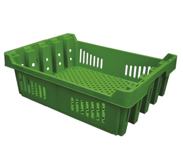 CAJA 4835 14H caja Plastico Version calada 480 x 350 x 140H mm estibable y Enfilable Vacia ahorro de Espacio Ideal Para Procesos de Coseche y multiprocesos en La Industria AgroAlimentaria e Industria Alimentaria