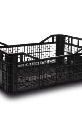 CAJA 6040 22H EF caja de Plastico Para Empaque y entrega Final medidas 600 x 400 x 220H mm Version calada para Gran ventilacion de Productos Ideal para Empaque y entrega de Productod Sin retorno de La Industria AgroAlimentaria , Compatible con Todo Tipo de Pallets y Tarimas de Plastico