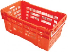 CAJA 7845 35H Caja Plastico Con Asas de Acero Capacidad 70 Kg Medidas : 780 x 450 x 350h mm Polietileno HDPE Apta Para Multiples procesos en La Industria Alimentaria , Compatible con Todo tipo de Pallets y Tarimas De Plastico