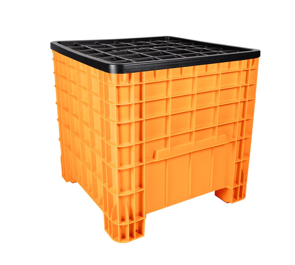 CAJA 8080 80H caja Plastico Contenedor capacidad 300 Kg Medidas 800 x 800 x 800H mm Apta Para Multiples Procesos En La Industria en General y Alimentaria Soporta temperaturas Bajo Cero , y Compatible con Todo Tipo De Pallets Y Tarimas De Plastico