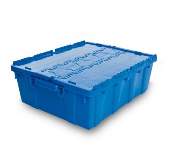 Caja Plastico Tapa Bisagra modelo 6050 20H capacidad 20 Kg Ideal para Distribucion Clasificacion Envios reparto de Todo Tipo de Productos