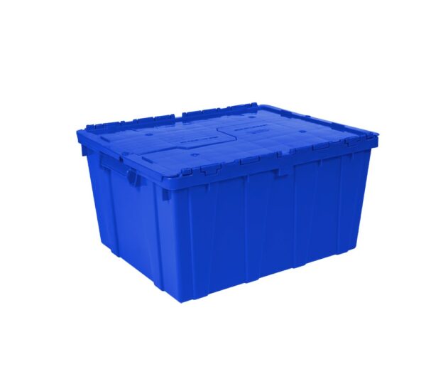 Caja Plastico Tapas de Bisagra Modelo 6050 32H capacidad 34 Kg ideal Para Distribucion Clasificacion Envios Repartos De Todo tipo de productos y Mercancias Ahorro en transporte y Almacen Vacias las cajas son Enfilables