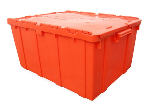 Caja de plastico tapas Bisagra Modelo6050 32H capacidad 34 kg Ideal para La Clasificacion Distribucion Envios todo tipo de Producto Ahorro de espacio en retorno de Caja Vacia Ideal Para repartos Entregas Envios de Productos y mercancias s
