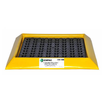 TARIMA ANTIDERRAMES 1T capacidad para 1 tambo Industrial de 220 Litros Medida: 610 x 610 x 80 H mm Resistente a quimicos , hidrocarburos , aceites , Soluciones Quimicas , Corrosivos apta Para todo tipo De Industrias Aprobada por EPA 40 Berma Grado Militar